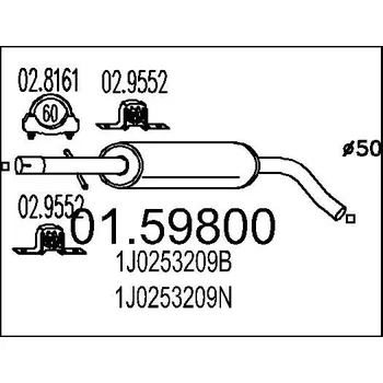 Tlumič výfuku Střední tlumič výfuku MTS 01.59800