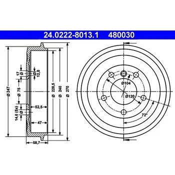 Brzdový buben Brzdový buben ATE 24.0222-8013.1