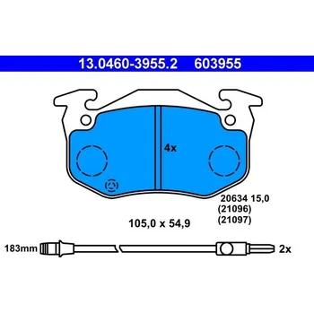 Brzdová destička Sada brzdových destiček, kotoučová brzda ATE 13.0460-3955.2