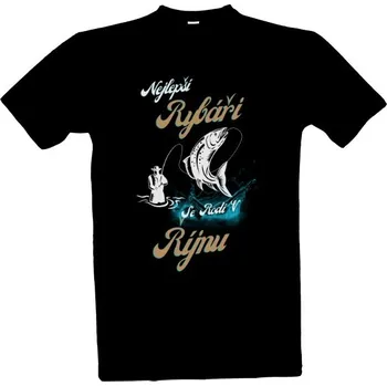 Tričko s potiskem Nejlepší rybář říjen pánské