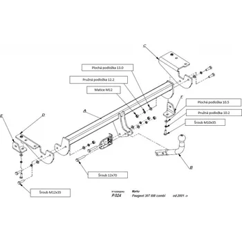 Tažné zařízení Tažné zařízení Peugeot 307 Kombi (SW) (2001 - 2005) (5639)