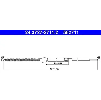 Brzdový systém Tažné lanko, parkovací brzda ATE 24.3727-2711.2