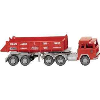 Modelová železnice Wiking 067708 H0 model nákladního vozidla Magirus Deutz Zadní překladačka 235 D „testování Europa-Asie“