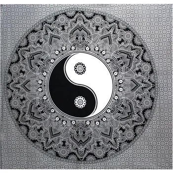 AOTU Přehoz na Postel (Dvojlůžko) - Yin Yang - Black and White 230 x 200 cm