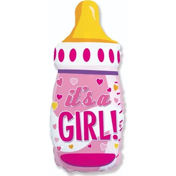 Fóliová balonková láhev, Baby Girl růžová, FX 24 palců