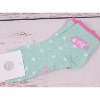 Ponožky YO SKA0023G nízké kotníkové zelenkavé s růžovou velikosti ponožek: 18-20 ( EUR vel. 27-30)