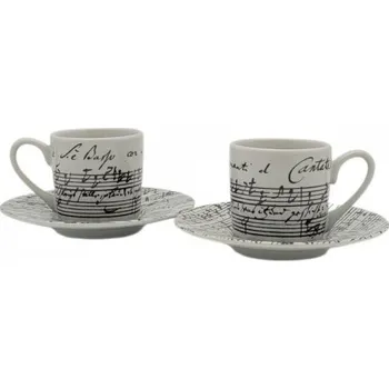 Dárková sada na espresso CANTATE, černé tóny na bílém porcelánu