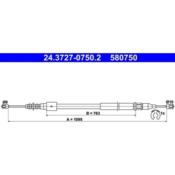 Lanko parkovací brzdy Tažné lanko, parkovací brzda ATE 24.3727-0750.2