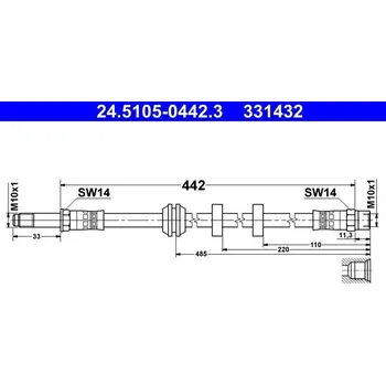 Brzdový systém Brzdová hadice ATE 24.5105-0442.3