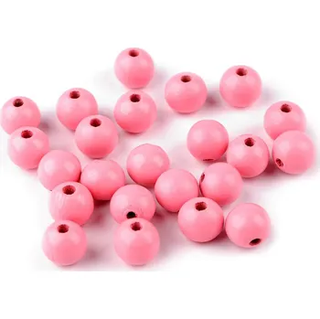 Korálek Dřevěné korálky Ø13 a 14 mm, barva 2 (Ø14 mm) růžová