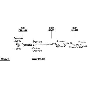 Zadní díl výfuku zadní tlumič výfuku Polmostrow 154333P, náhrada za Bosal 154-333