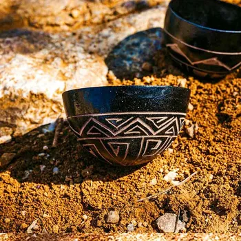 Rituální miska Cuia s geometrickým vzorem