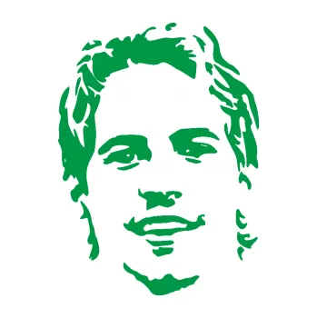 Samolepící dekorace Paul Walker 008 levá obličej (12 - zelená) SAMOLEPKA NA AUTO, NÁLEPKA, FÓLIE, POLEP, TUNING, VLASTNÍ TEXT, TISK, AUTOSAMOLEPKY.cz, POLEPY, OBRÁZEK, LOGO, 3D STICKERS