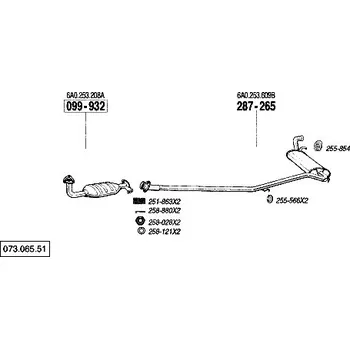 Zadní díl výfuku zadní tlumič výfuku Polmostrow 287265P, náhrada za Bosal 287-265