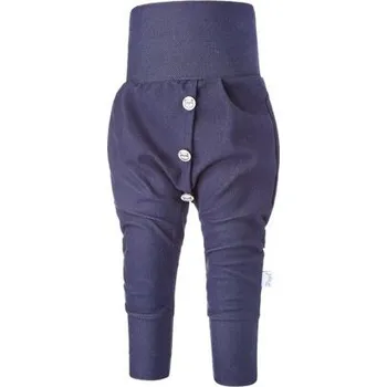Dětské tepláky harémky s knoflíky Little Angel Jeans tm.modrá velikost 50-56