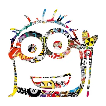 Samolepicí dekorace na vozidlo Mimoň 002 pravá (83 - Sticker bomb) SAMOLEPKA NA AUTO, NÁLEPKA, FÓLIE, POLEP, TUNING, VLASTNÍ TEXT, TISK, AUTOSAMOLEPKY.cz, POLEPY, OBRÁZEK, LOGO, 3D STICKERS