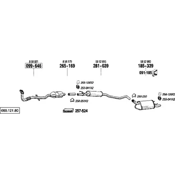 Zadní díl výfuku zadní tlumič výfuku Polmostrow 185339P, náhrada za Bosal 185-339