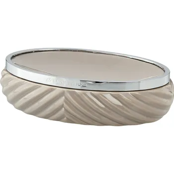 LENE BJERRE Podložka pod tuhé mýdlo MILDA béžová se stříbrným lemem