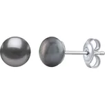 Stříbrné náušnice pecky s přírodní perlou 6 mm v barvě černá tahiti LPS0614B6