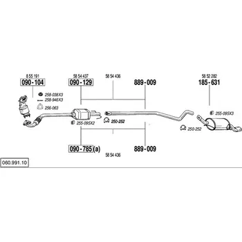 Zadní díl výfuku zadní tlumič výfuku Polmostrow 185631P, náhrada za Bosal 185-631