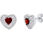 Stříbrné náušnice srdce Susan s pravým granátem a Brilliance Zirconia - dámské i dětské MW11360EGA