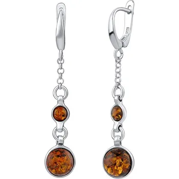 Náušnice Stříbrné jantarové řetízkové náušnice AAJ330W7