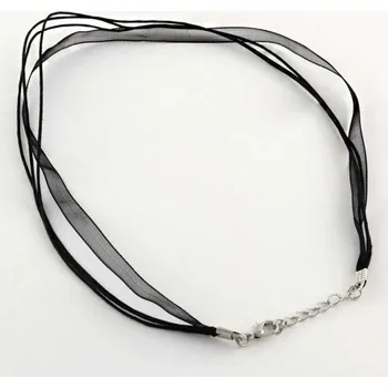 Dětské navlékací korálky Pro Háčkování Šňůrka trojitá voskovaná se stuhou 45 cm černá