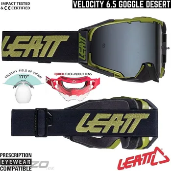 Motocyklové brýle MX brýle LEATT Velocity 6.5 Desert Sand Platinum 2024
