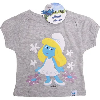 Dívčí tričko Šmoulové - šedé dívčí tričko Velikost: 98