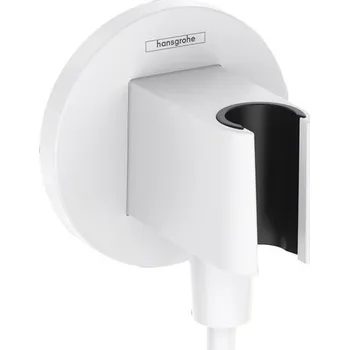 Sprchový držák Hansgrohe FixFit S Držák sprchy s přípojkou hadice, bílá mat 26888700