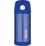 Thermos FUNtainer Dětská termoska s brčkem - modrá 355 ml