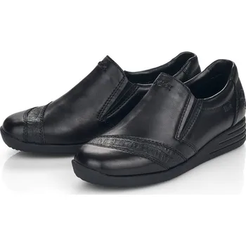 Dámské polobotky Dámské kožené polobotky 58462-00 Rieker černé Barva: schwarz, Velikost: 42