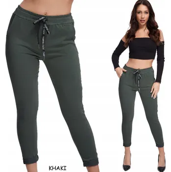 Fashionweek Super pohodlné, dámské cigaretové kalhoty TC204 Barva: Khaki, Velikost: XXL