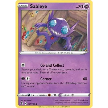 Sběratelská karetní hra Sableye 067/203 - Evolving Skies Typ karty: Non-Holo