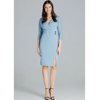 Dámské šaty Přiléhavé šaty s výstřihem L086 Blue Velikost: L