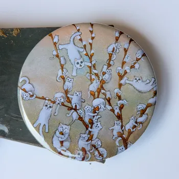 Dekorativní magnet Už zase kvetou kočičky - velký magnet 75 mm