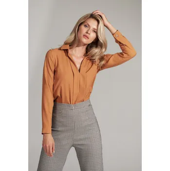 Dámská košile Hnědá dámská elegantní košile M732 Brown Velikost: XL