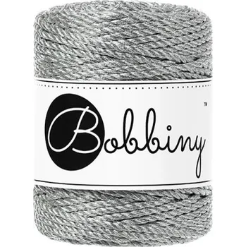 Příze Bobbiny bavlněná šňůra na macramé 3ply REGULAR metallic-silver
