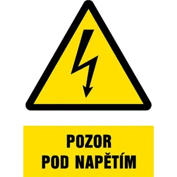 Značka Pozor – Pod napětím, samolepicí fólie, 210 × 297 mm