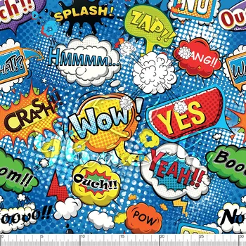 Zakázkový tisk, softshell, kočárkovina... Komix modrý Látky k tisku: Fleece