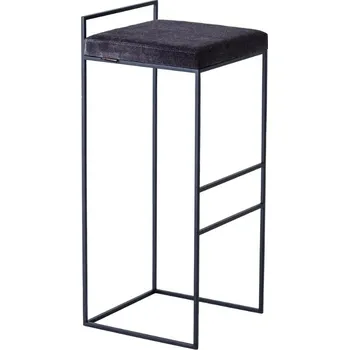 Barová židle Nordic Design Černá kovová barová židle Daisy 77 cm s šedým sedákem