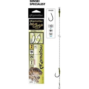 Rybářský háček Kamatsu návazec Pro Carp Leader Sensei Specialist 16cm / 25lbs Velikost: Vel.2