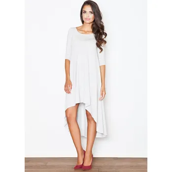 Dámské šaty Dlouhé světle šedé asymetrické šaty M392 Velikost: L