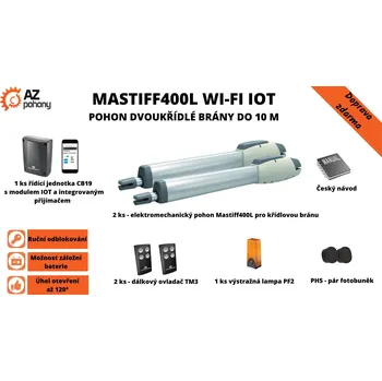 Pohon brány Mastiff400LLS Wi-Fi IoT- pohon dvoukřídlé brány do 10 m