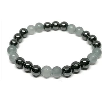 Náramek Hematitový náramek s jadeitem, pánský (větší obvod)