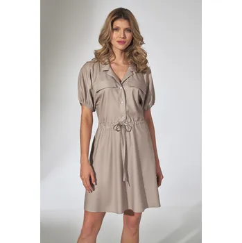 Dámské šaty Béžové dámské šaty M739 beige Velikost: L