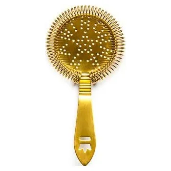 Nerezový strainer Hawthorne Antique Cocktail Kingdom bez úchytů ve zlatém provedení