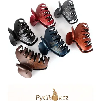 Skřipec Essential BIG - kovově lesklý mix (Skřipec s dvojím ozubením, buclatou figurou a květovaným zdobením, to je Essential BIG pro hustý objem vlasů. A kam ho přicvaknete, tam také zůstane.)