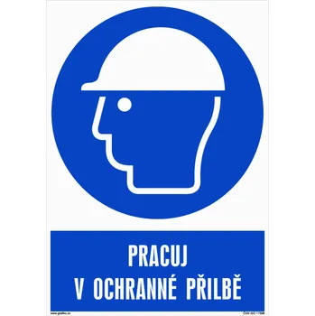 Značení Značka Pracuj v ochranné přilbě, samolepicí fólie, 210 × 297 mm