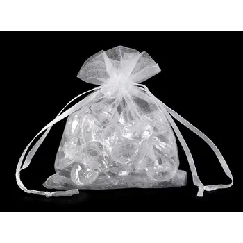 Svatební dekorace Dárkový pytlík 9x11 cm organza 10ks Barva: Bílá